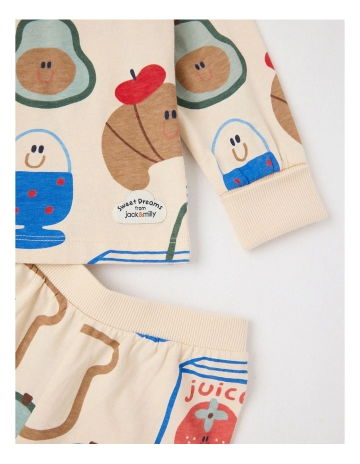 Finley Jersey Pyjama Set with Breaky Print in Oatmeal image 4