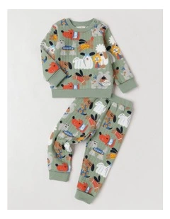 Ellis Quilted Pyjama Set with Best In Show Print in Green