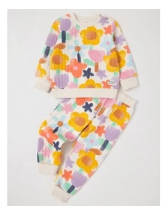 Ellis Quilted Pyjama Set with Watercolour Floral Print