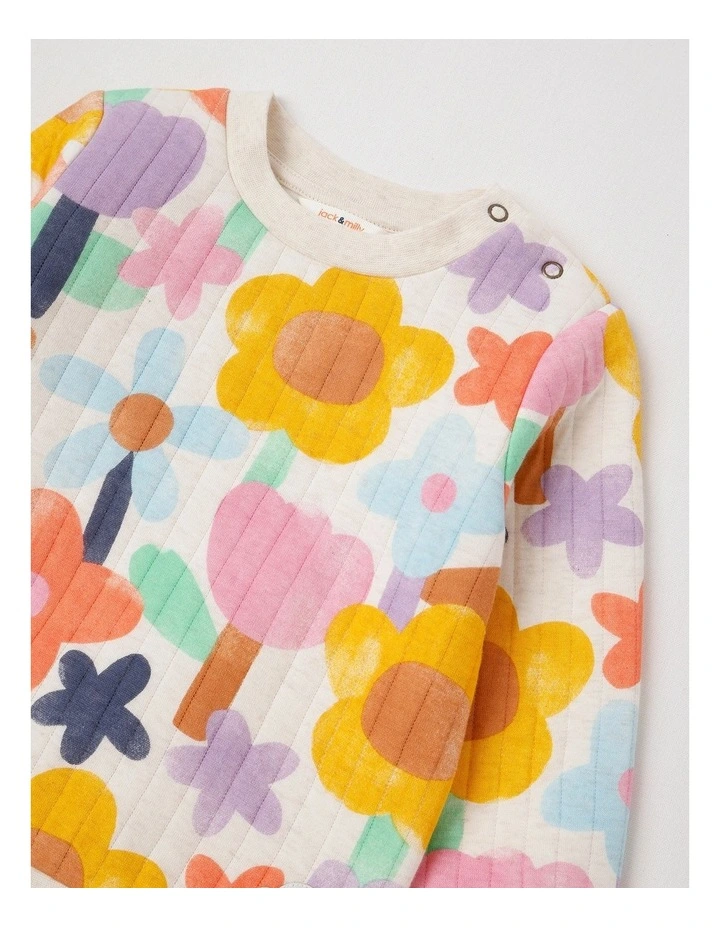Ellis Quilted Pyjama Set with Watercolour Floral Print image 2