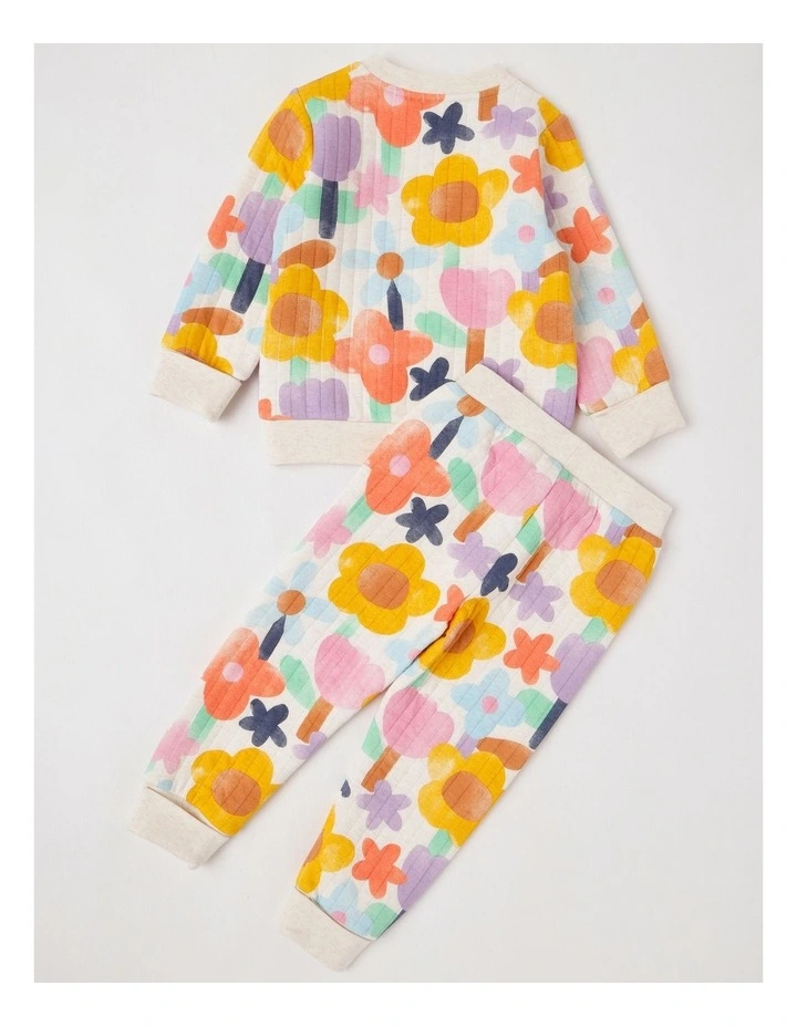 Ellis Quilted Pyjama Set with Watercolour Floral Print image 3