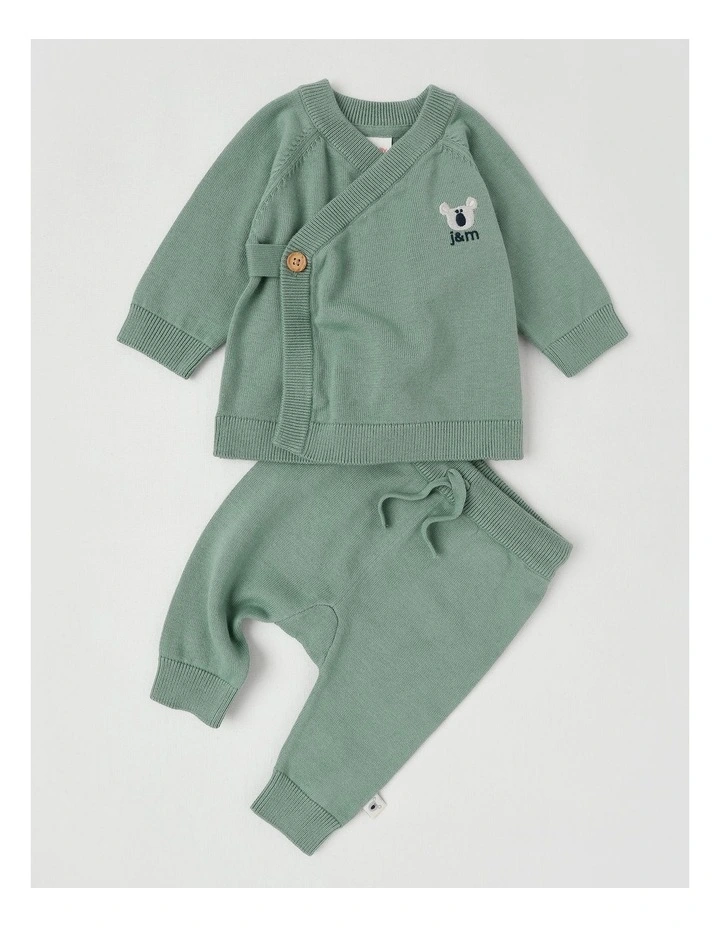 Darcy Knitted Wrap Top and Pant Set in Sage image 1