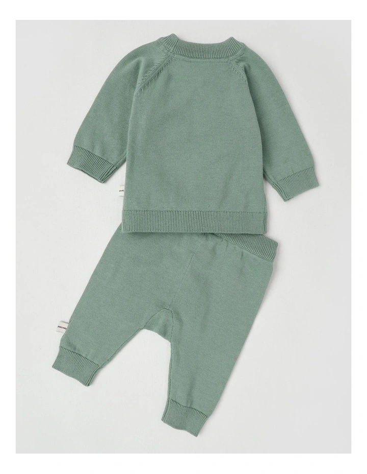 Darcy Knitted Wrap Top and Pant Set in Sage image 4