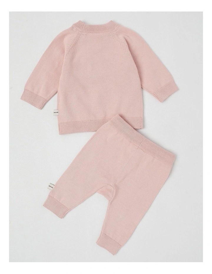 Darcy Knitted Wrap Top and Pant Set in Pink image 3