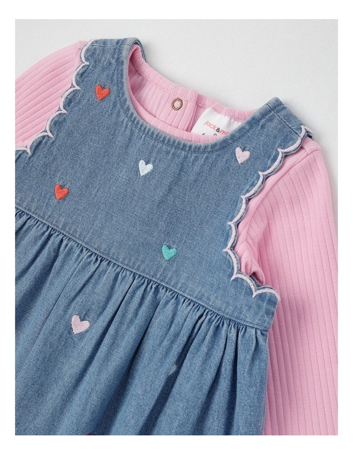 Ella Embroidered Chambray dress and Rib Top Set in Blue image 2