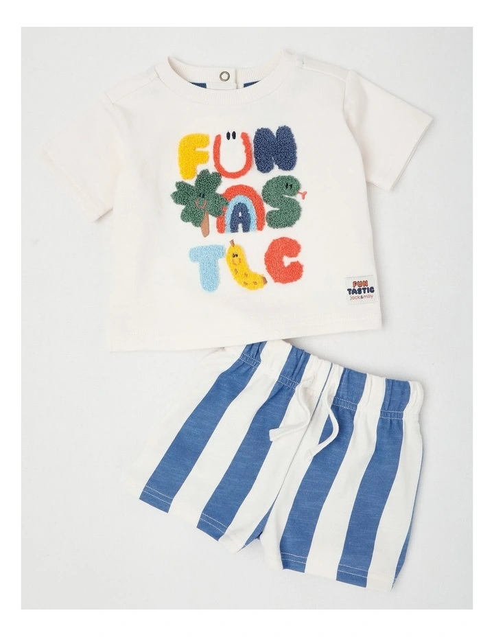 Otis Funtastic Top and Striped Bottom Set in Blue image 1