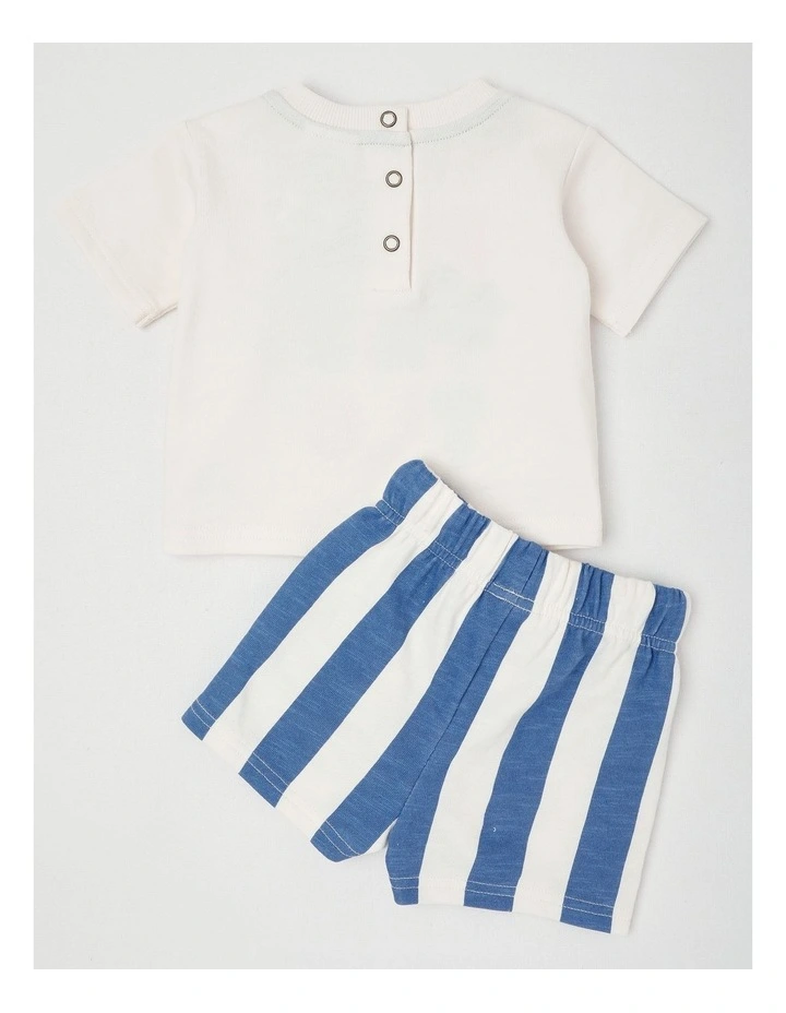Otis Funtastic Top and Striped Bottom Set in Blue image 3