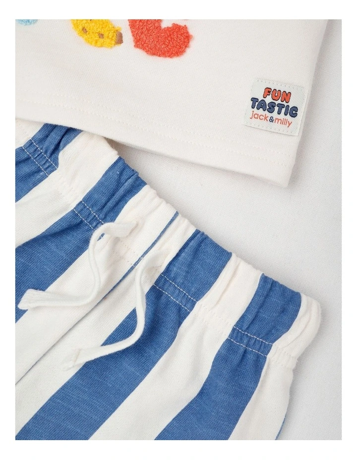 Otis Funtastic Top and Striped Bottom Set in Blue image 4