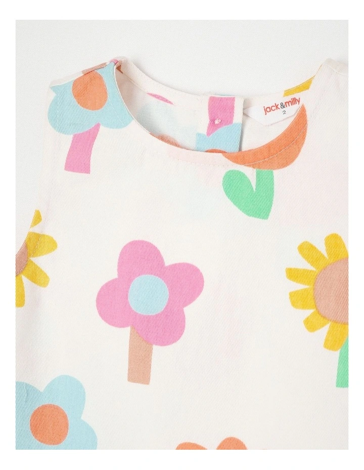 Willow Peplem Top & Pant Set in Happy Flower Print in Cream image 4