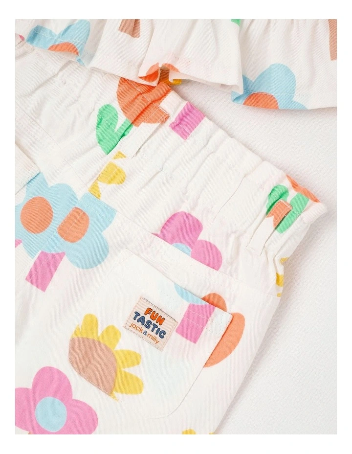 Willow Peplem Top & Pant Set in Happy Flower Print in Cream image 5