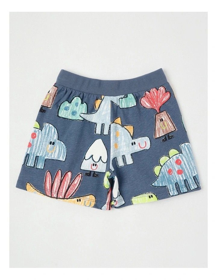 Dylan Top & Bottom Pyjama Set in Crayon Dino Print in Navy image 5