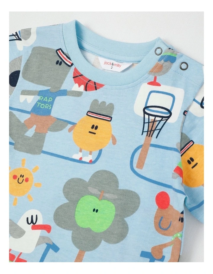 Dylan Top & Bottom Pyjama Set in Day At The Park Print in Light Blue image 2