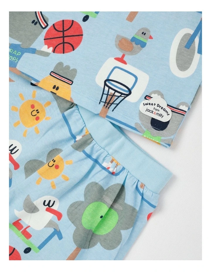 Dylan Top & Bottom Pyjama Set in Day At The Park Print in Light Blue image 4