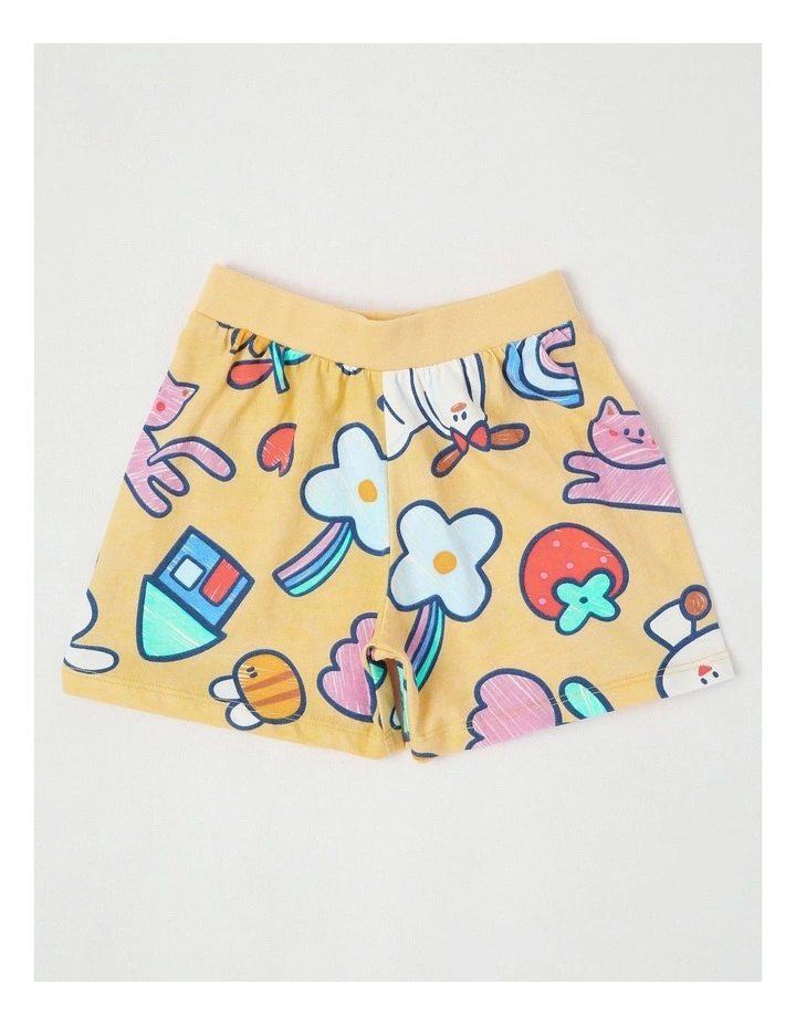 Dylan Top & Bottom Pyjama Set in My Favourite Things Print in Yellow image 5