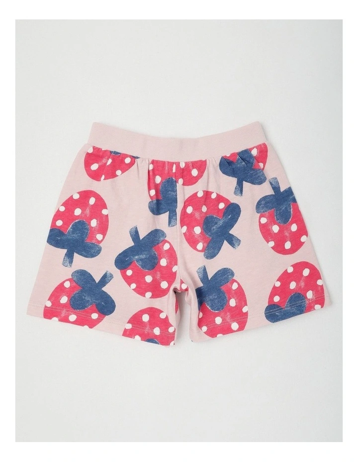 Dylan Pyjama Set with Watercolour Strawberry Print in Pink image 5