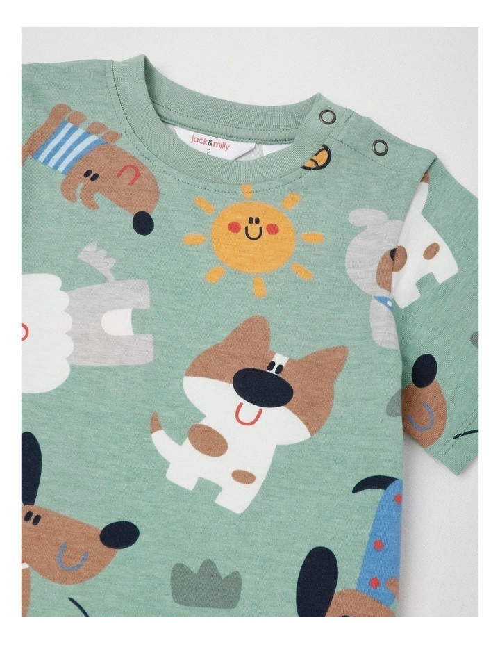 Dylan Pyjama Set with Dark Green Print in Green image 2