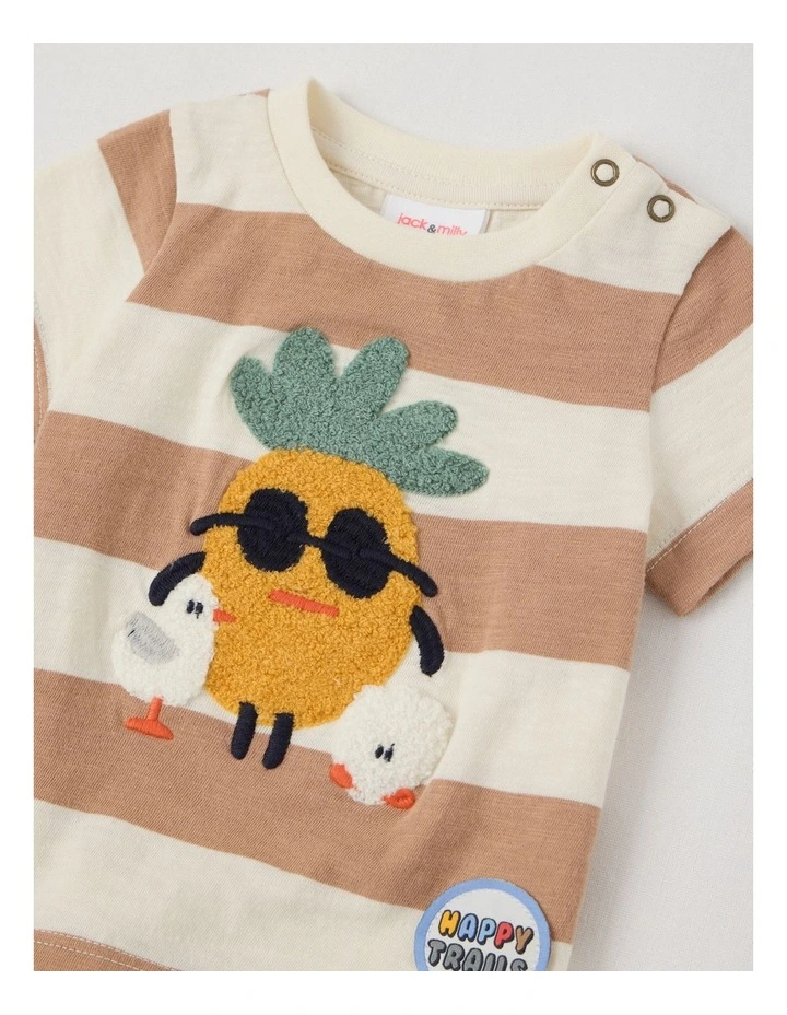 Jasper Pineapple Top and Denim Short Set in Brown Stripe image 2
