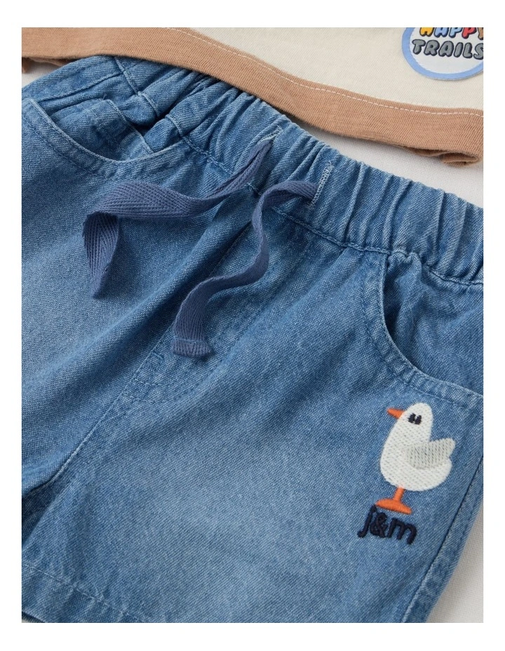 Jasper Pineapple Top and Denim Short Set in Brown Stripe image 5