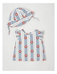 Kitty Top and Bottom Set with Matching Hat in Assorted Colours