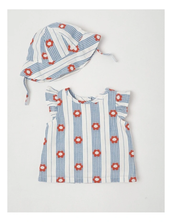Kitty Top and Bottom Set with Matching Hat in Assorted Colours image 1