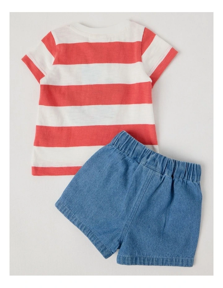 Jasper Whale Top and Denim Short Set in Red Stripe image 3