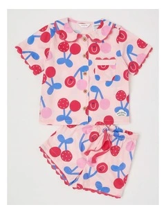 Nina Woven Pyjama Set in Pink