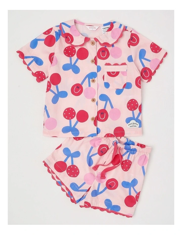 Nina Woven Pyjama Set in Pink image 1