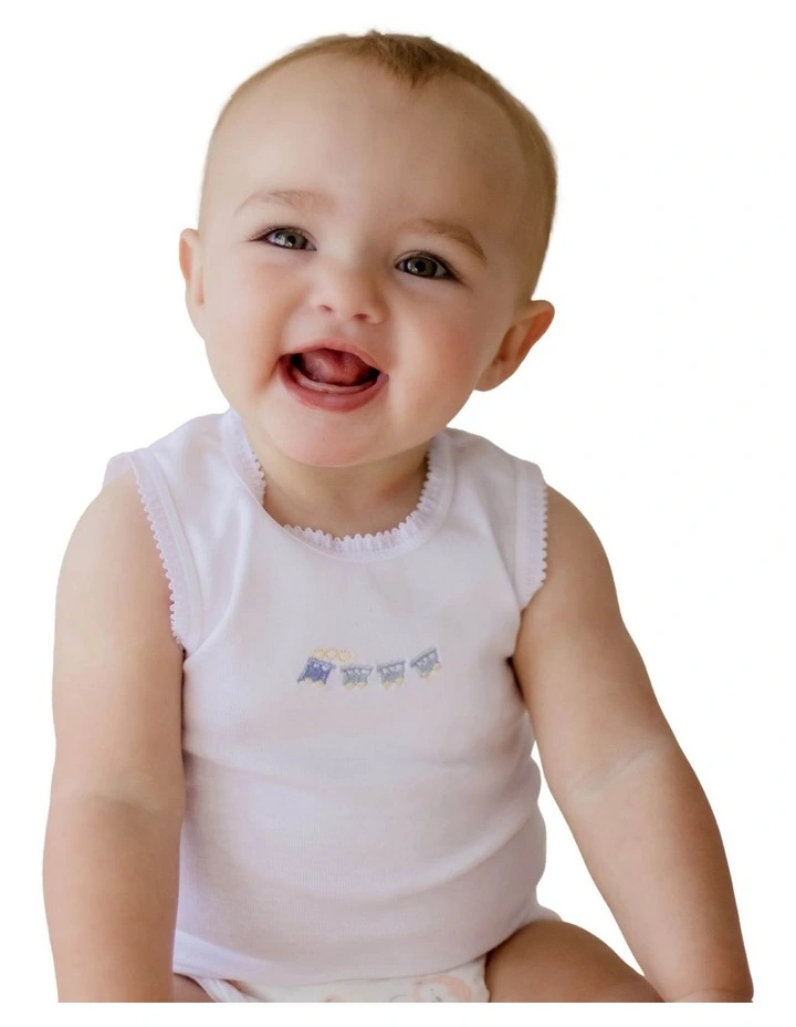 Embroidered Singlet 3 Pack in Blue image 2