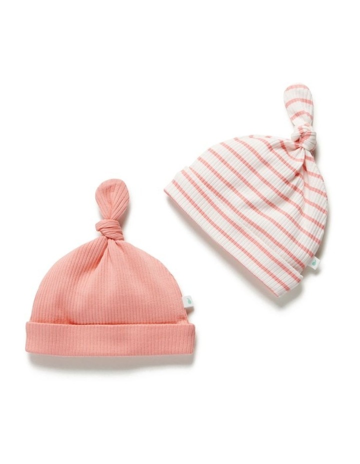 Peach/White Beanie with Stripe 2 Pack