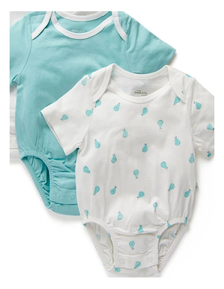 Pear Short Sleeve Bodysuit Ice Green 3 Pack image 4