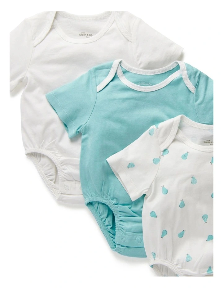 Pear Short Sleeve Bodysuit Ice Green 3 Pack image 5