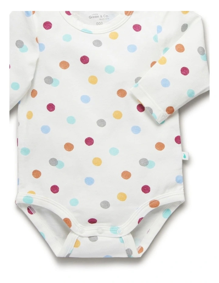 Little Green Co Confetti Jersey Long Sleeve Bodysuit Myer
