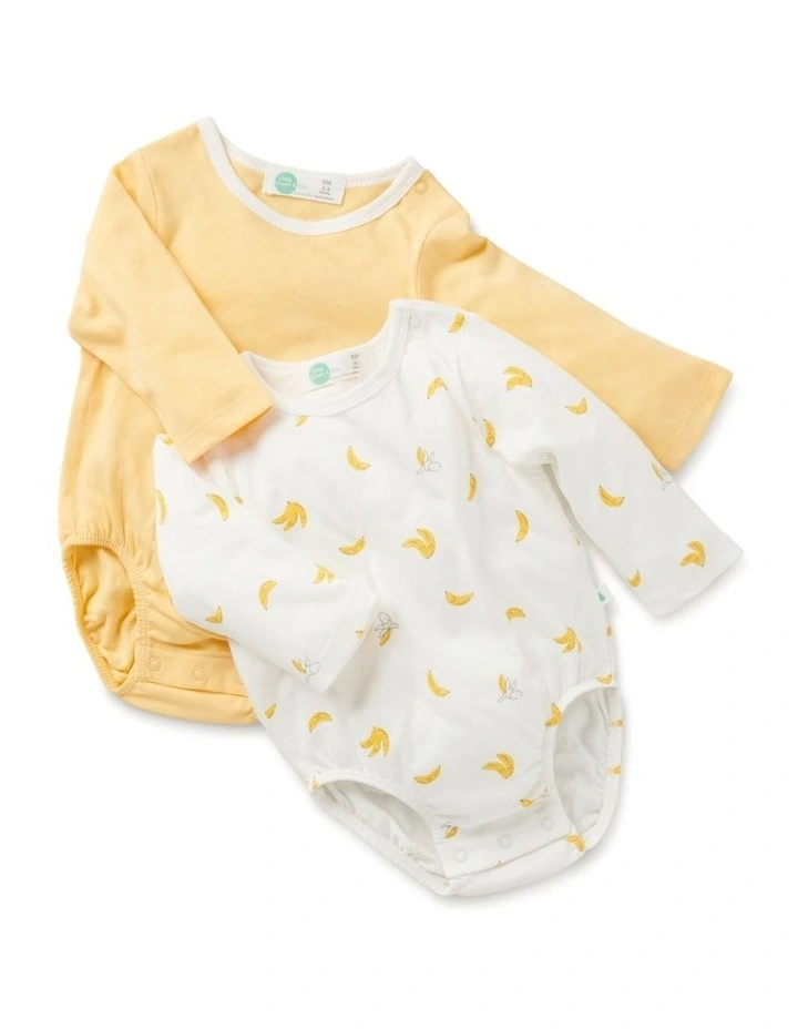 Core Jersey Bodysuit 2 Pack in Banana image 2
