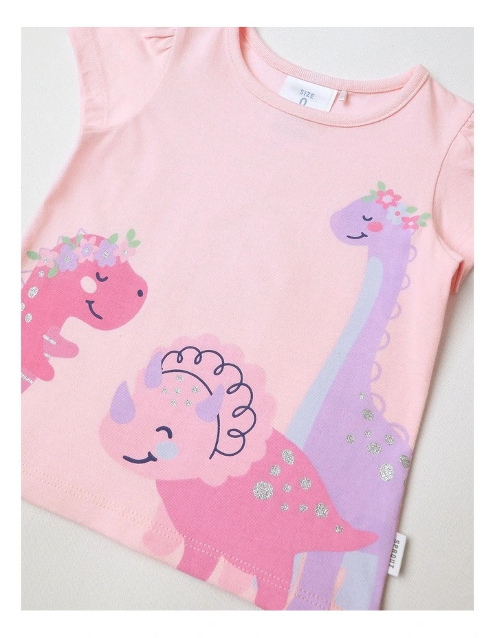 Essential Everyday Dino Print T-Shirt in Light Pink image 2