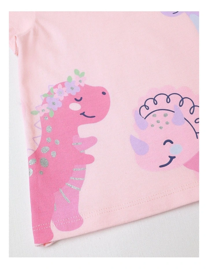 Essential Everyday Dino Print T-Shirt in Light Pink image 4