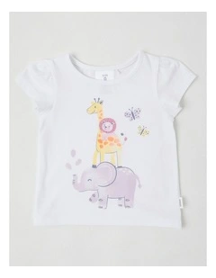 Essentials Animal Stack T-Shirt in White