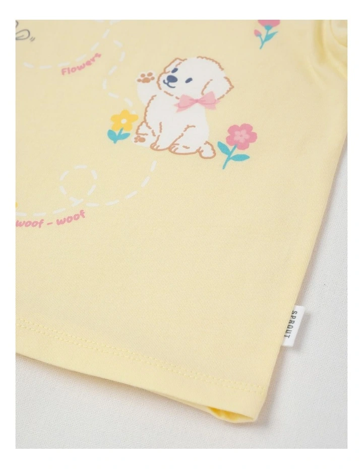 Essentials Puppy & Bees T-Shirt in Yellow image 4