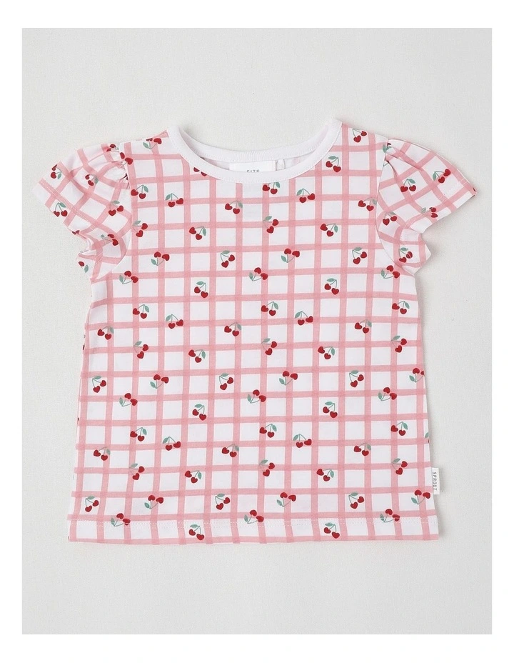 Essentials Cherry Check T-Shirt in White image 1