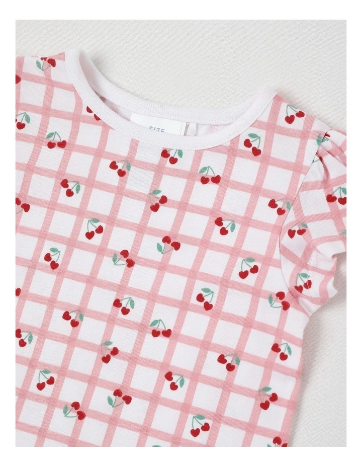 Essentials Cherry Check T-Shirt in White image 2