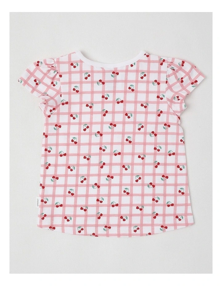 Essentials Cherry Check T-Shirt in White image 3