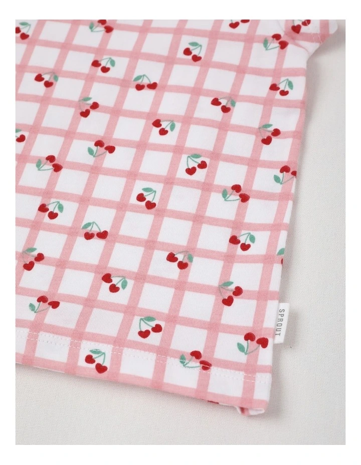 Essentials Cherry Check T-Shirt in White image 4