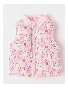 Sherpa Lined Floral Vest in Blush