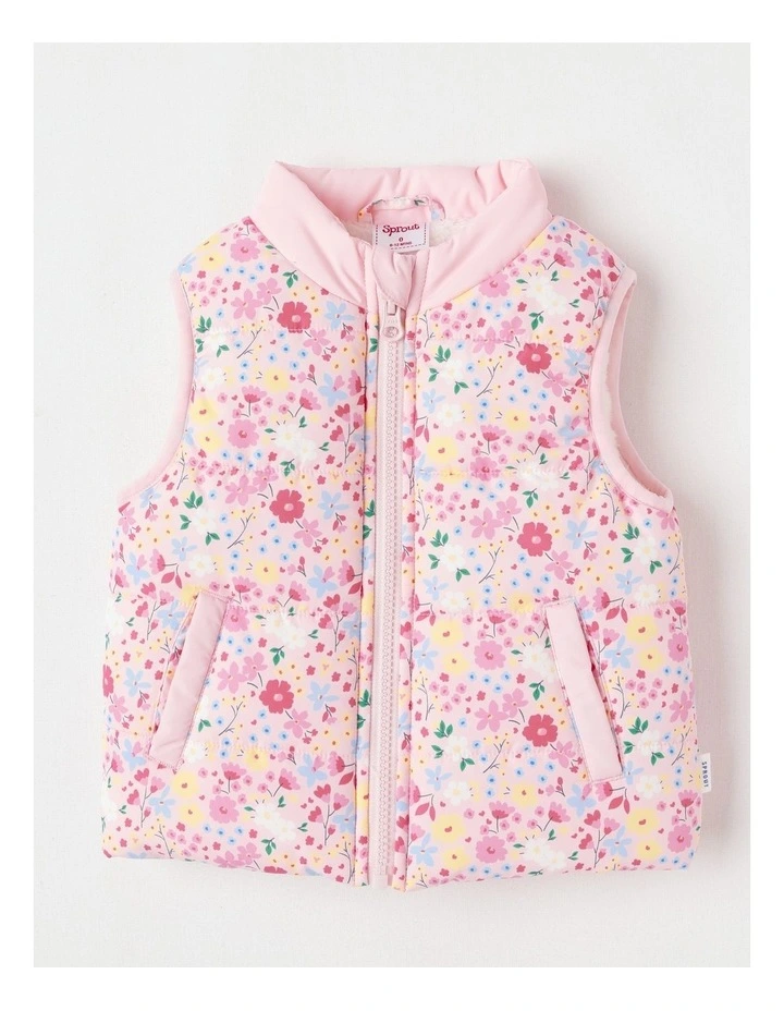 Sherpa Lined Floral Vest in Blush image 1