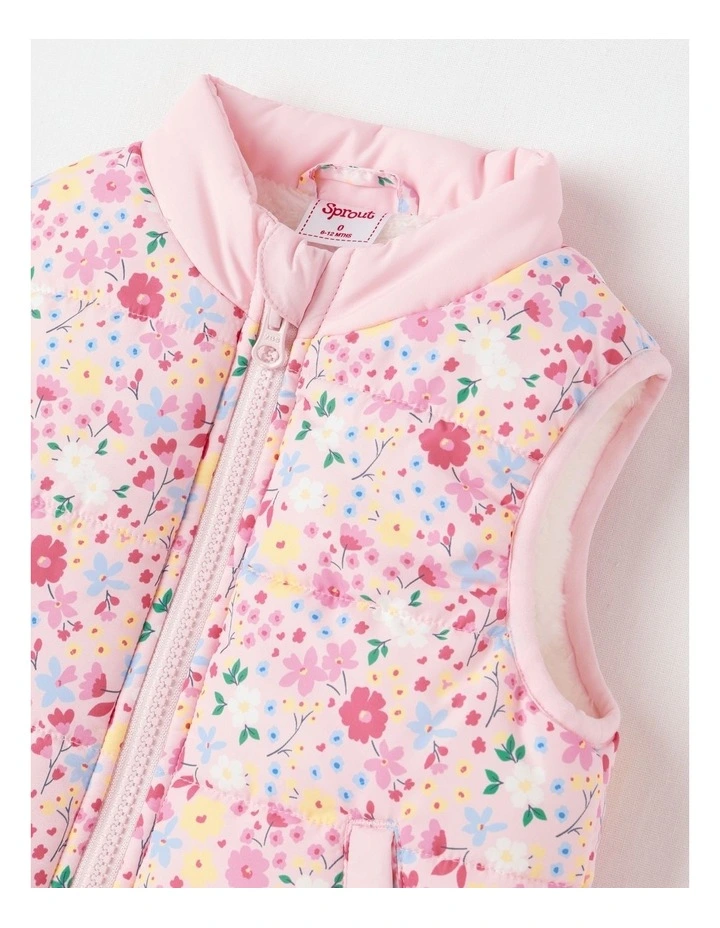 Sherpa Lined Floral Vest in Blush image 2