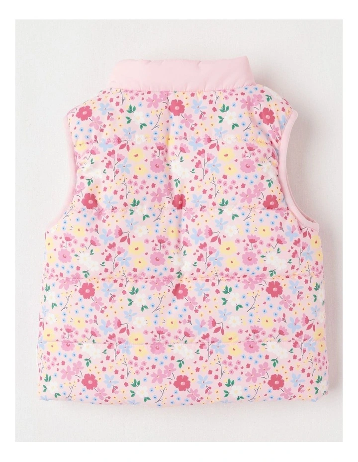 Sherpa Lined Floral Vest in Blush image 3