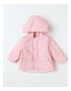 Sherpa Lined Raincoat Jacket in Pale Pink