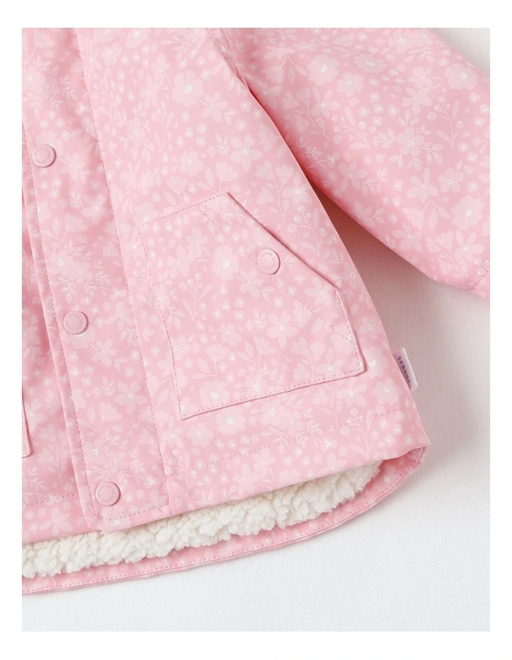Sherpa Lined Raincoat Jacket in Pale Pink image 2