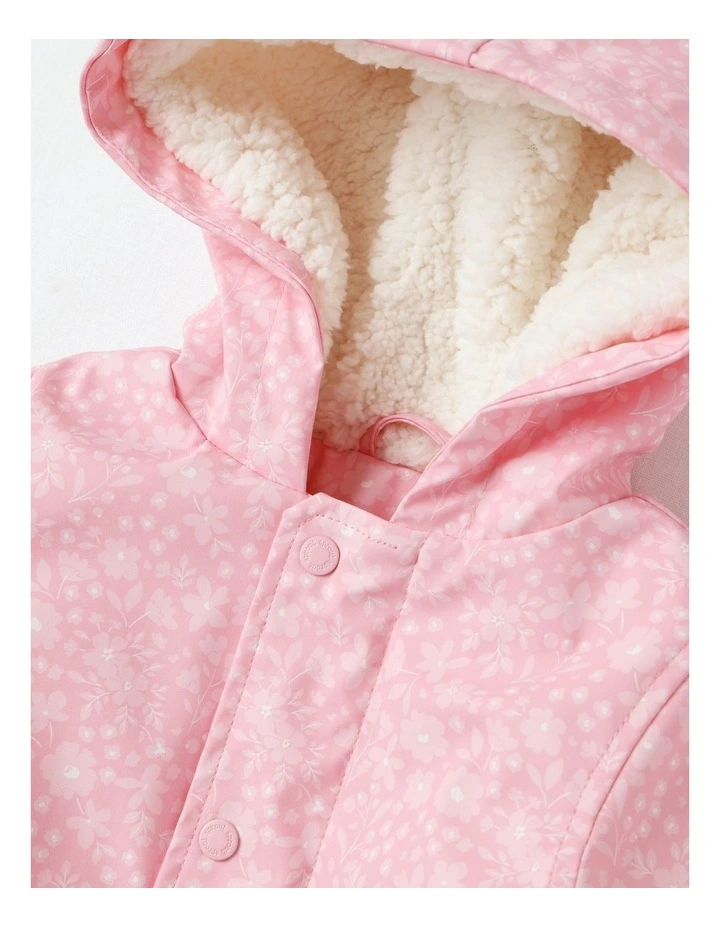 Sherpa Lined Raincoat Jacket in Pale Pink image 4