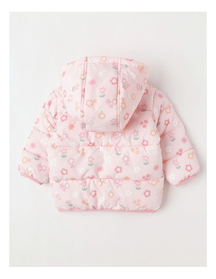 Flower Puffer Jacket in Pale Pink image 3
