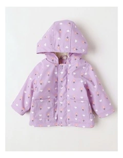 Sherpa Lined Colour Block Raincoat Jacket in Light Purple